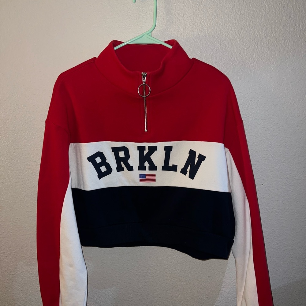 Divided Red, White, and Black BRKLN Sweater